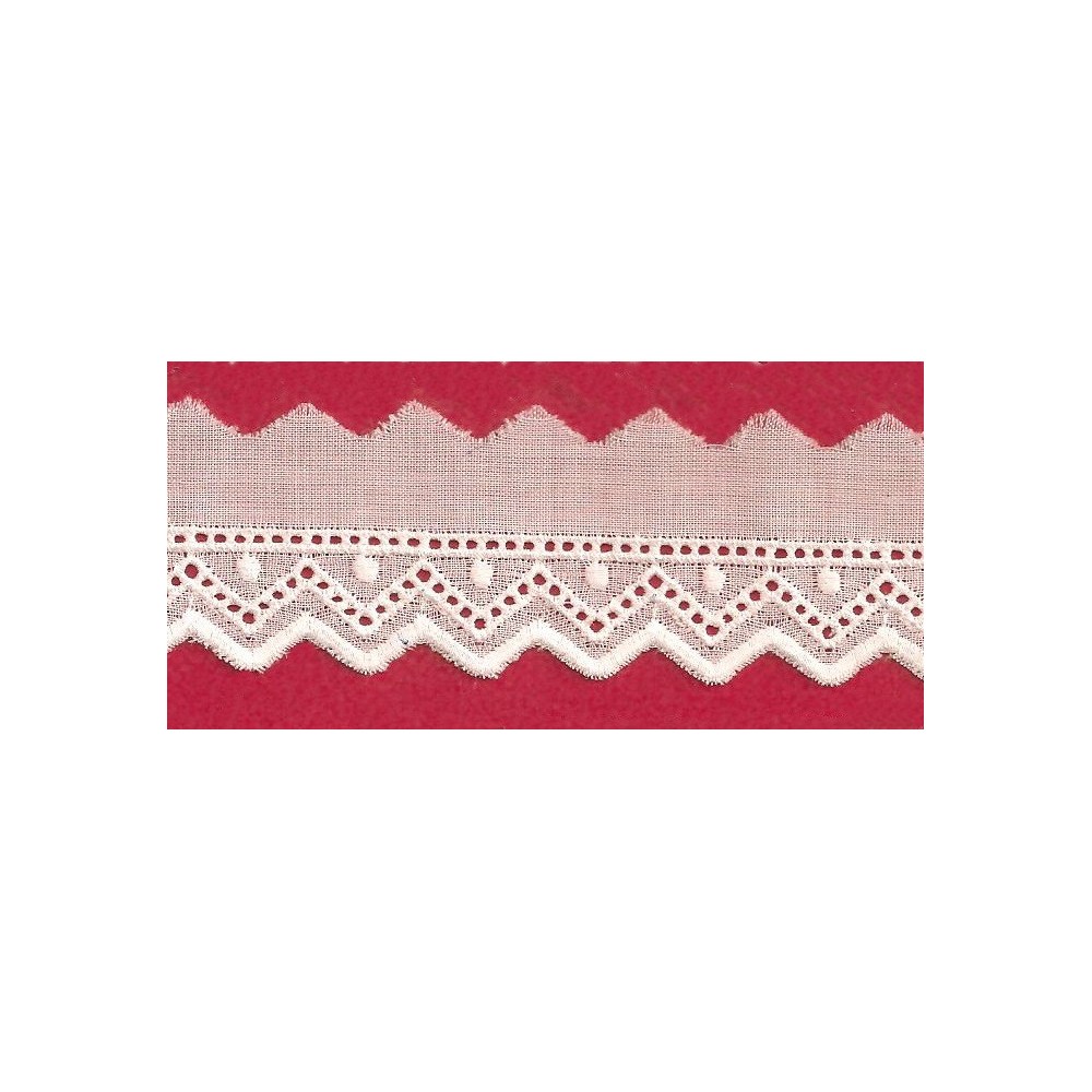 Puntilla de tira bordada blanca Ref.5D