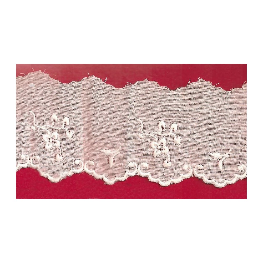 Puntilla de tira bordada blanca Ref.14