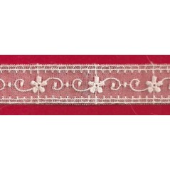Entredós de tira bordada blanca de organza Ref.16