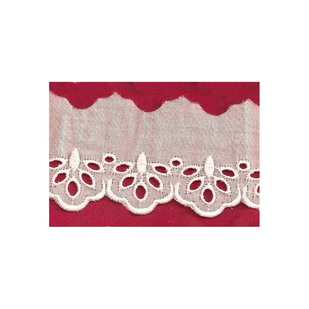 Puntilla de tira bordada blanca Ref.21