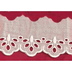 Puntilla de tira bordada blanca Ref.21