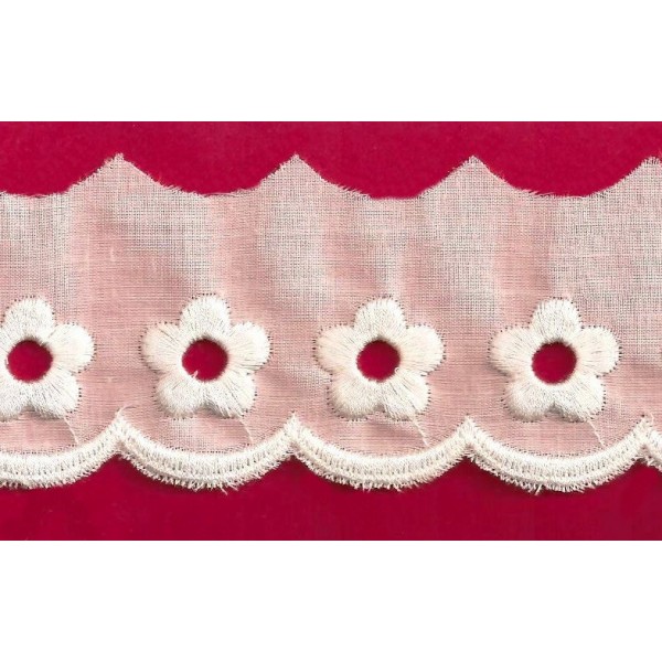 Puntilla de tira bordada blanca Ref.21C