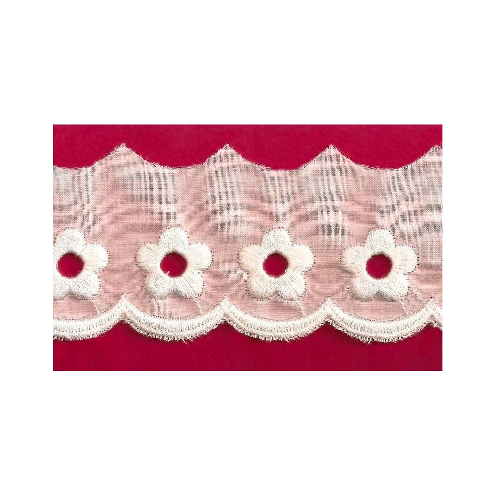 Puntilla de tira bordada blanca Ref.21C