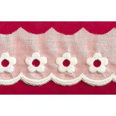 Puntilla de tira bordada blanca Ref.21C