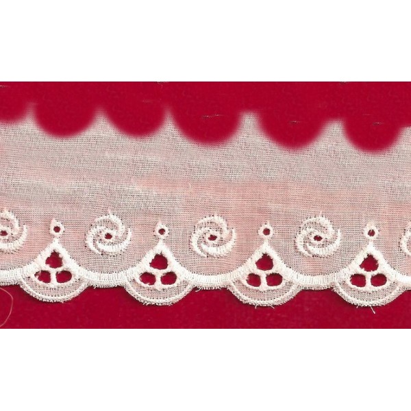 Puntilla de tira bordada blanca Ref.30D