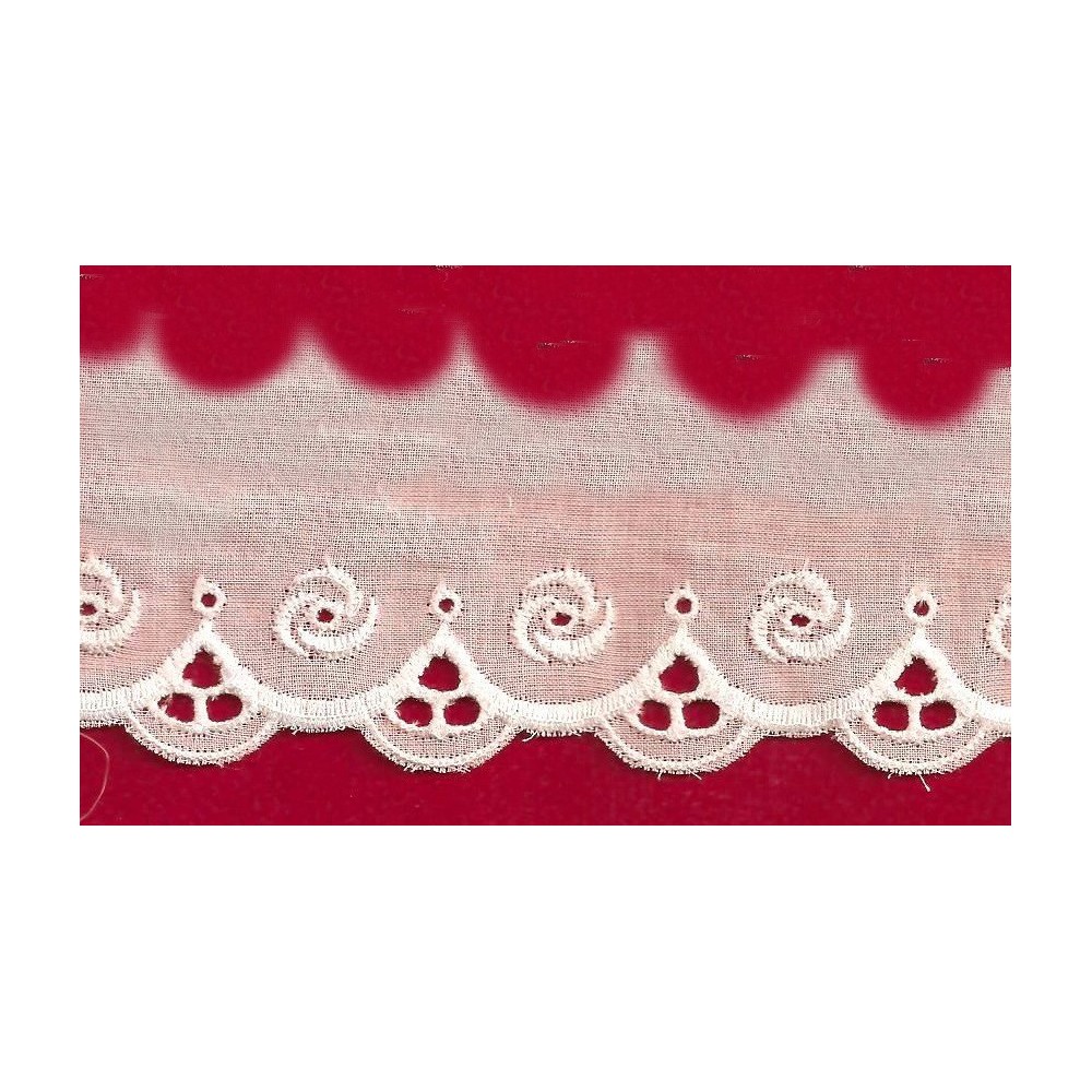 Puntilla de tira bordada blanca Ref.30D