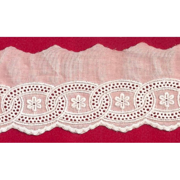 Puntilla de tira bordada blanca Ref.30G