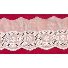 Puntilla de tira bordada blanca Ref.30G