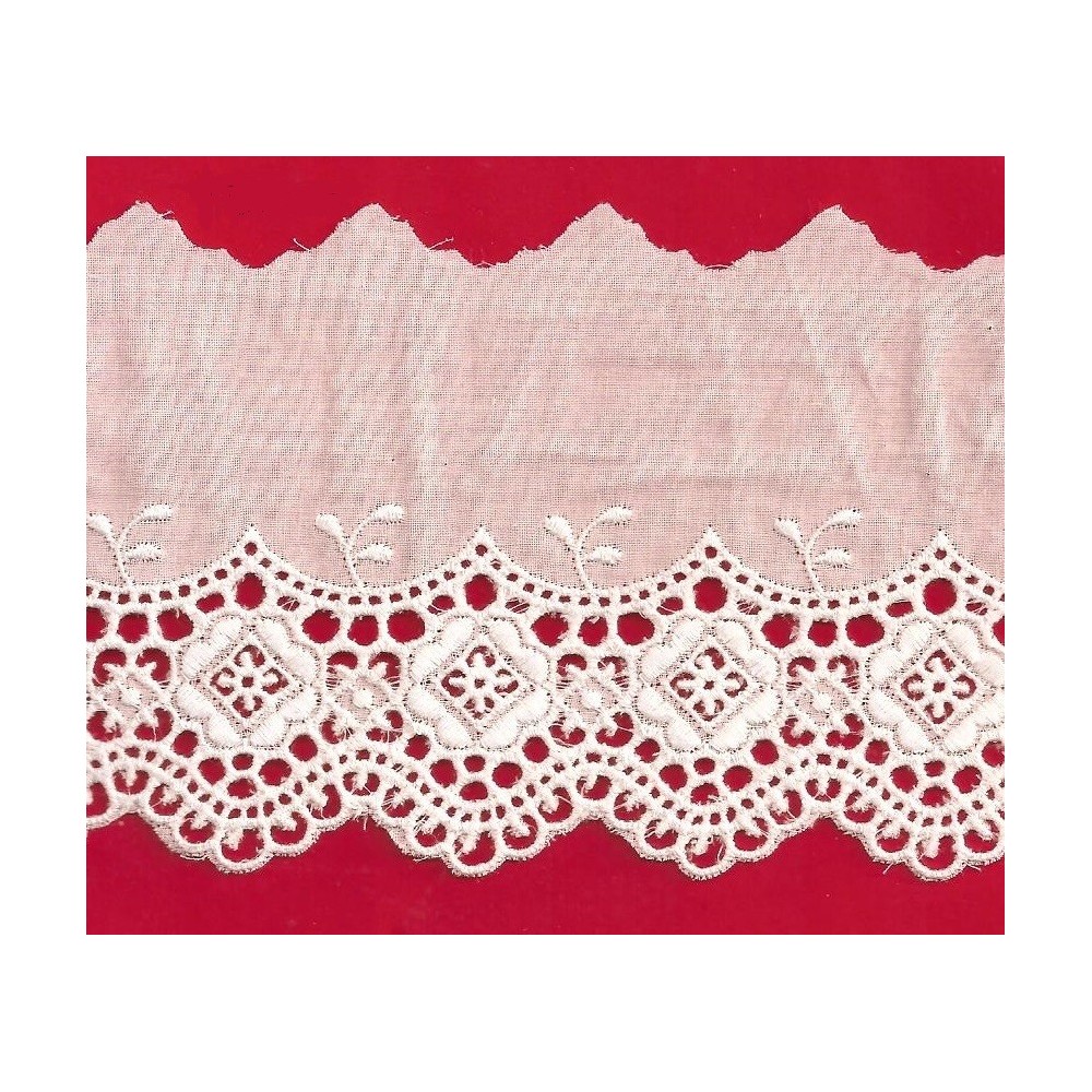 Puntilla de tira bordada blanca Ref.30B2