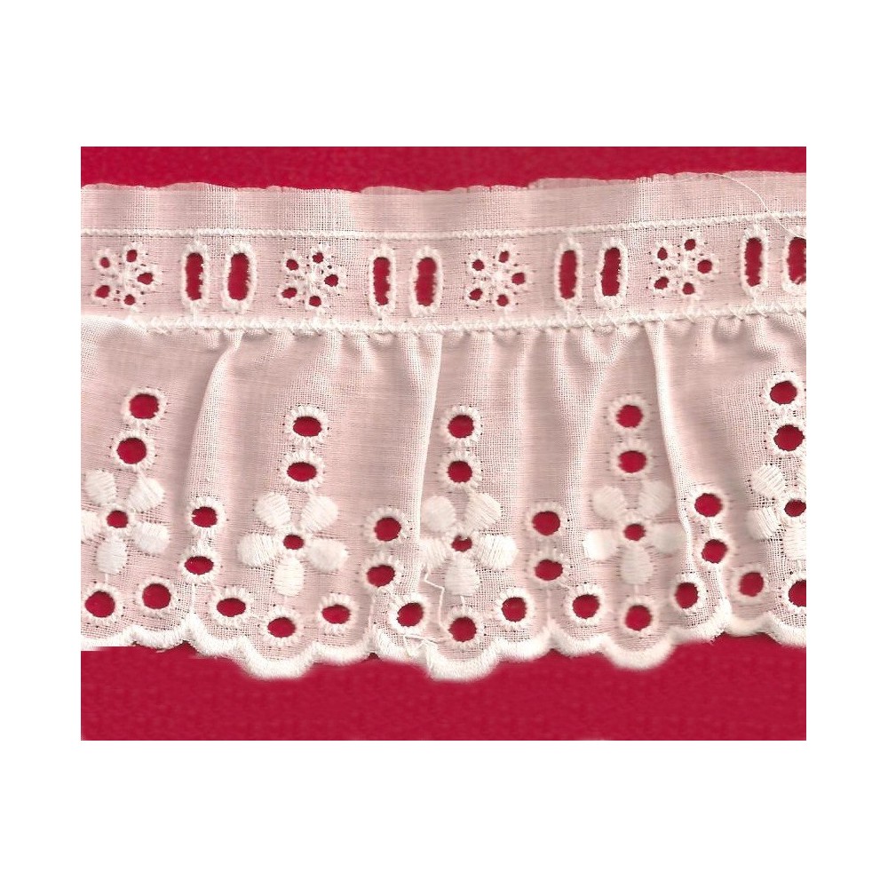 Puntilla de tira bordada blanca Ref.36C