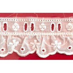 Puntilla de tira bordada blanca Ref.38C