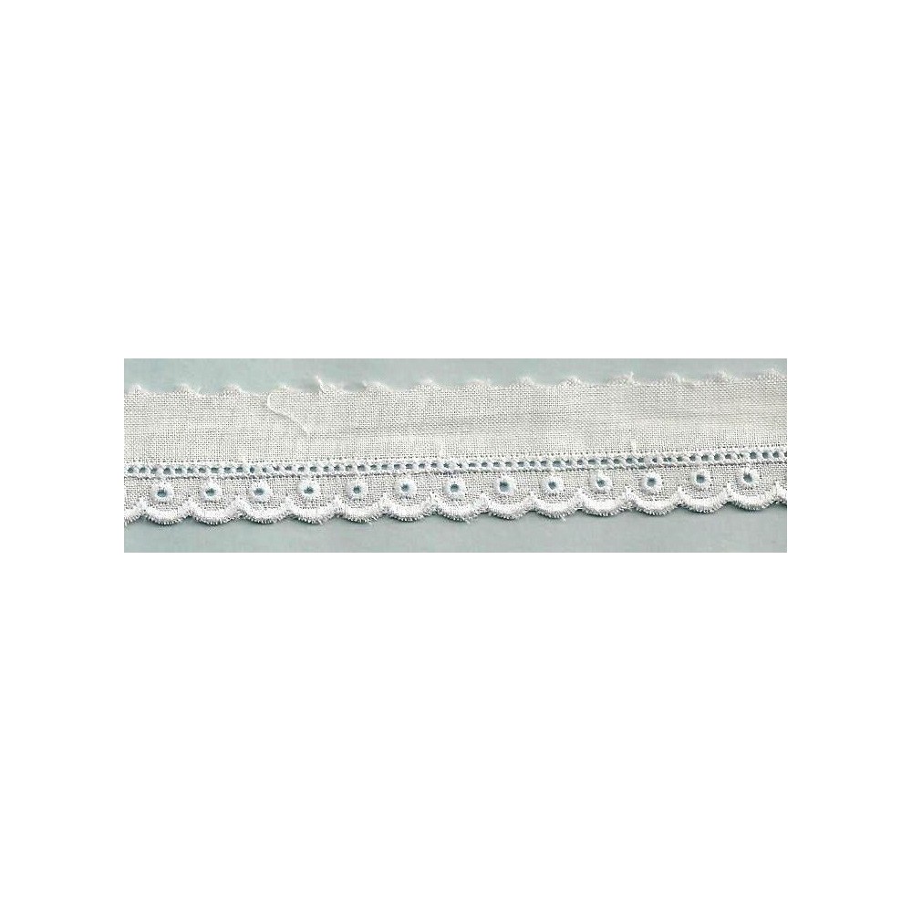 Puntilla de tira bordada blanca y celeste Ref.1C