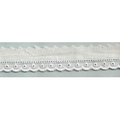 Puntilla de tira bordada blanca y celeste Ref.1C