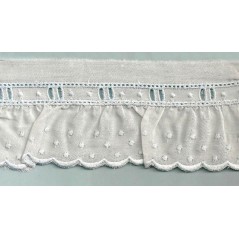 Puntilla de tira bordada blanca y celeste Ref.2B