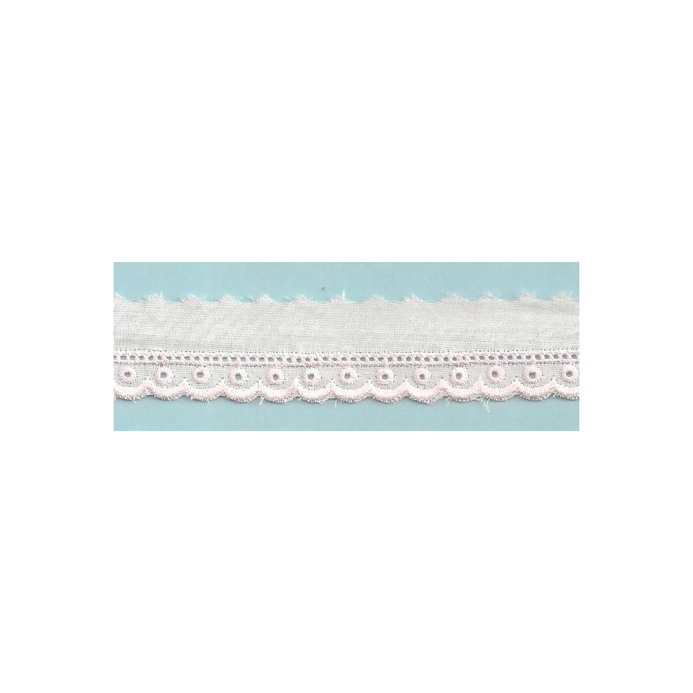 Puntilla de tira blanca bordada en rosa Ref.4C