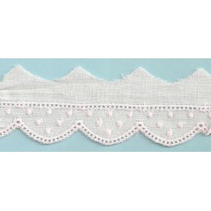 Puntilla de tira blanca bordada en rosa Ref.4D
