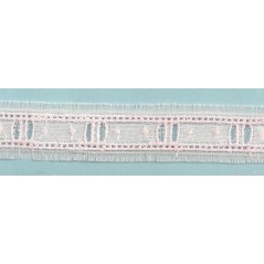 Pasacintas de tira blanca bordada en rosa Ref.4G