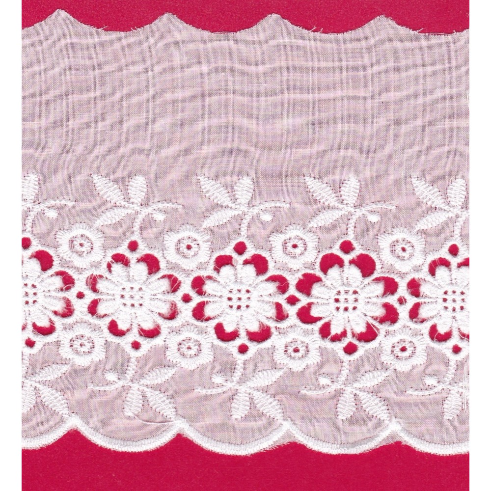 Puntilla de tira bordada blanca ref.31B1